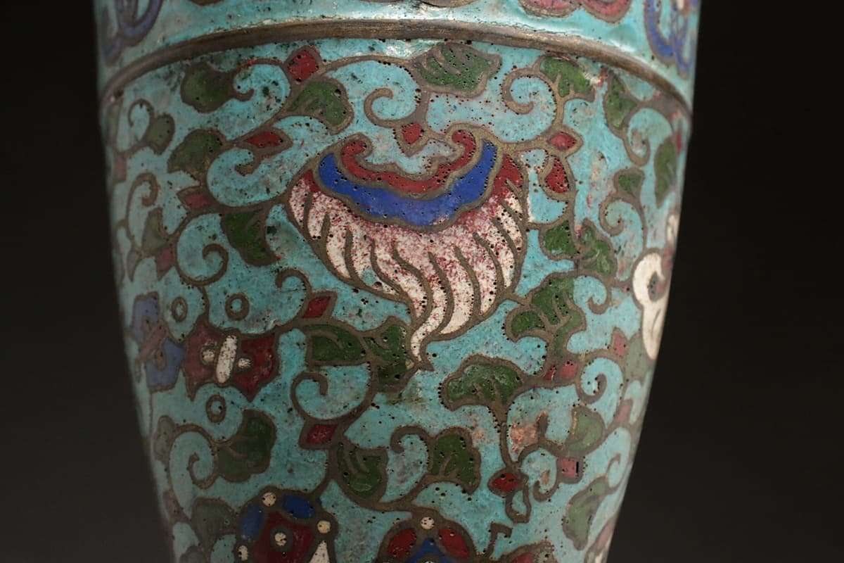 七宝花瓶 銅七宝焼時代物