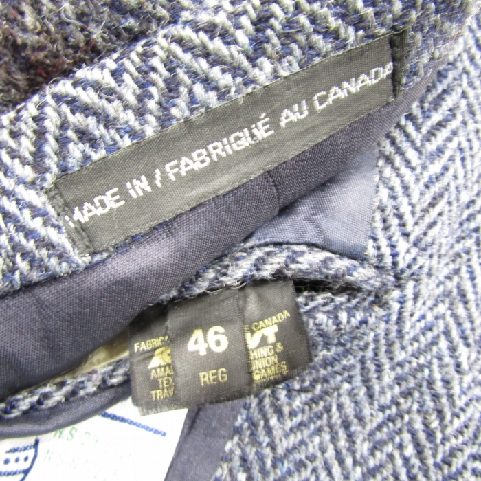 90s Harris Tweed サイズ 46R テーラード ジャケット ブレザー ウール ヘリンボーン グレー カナダ製 古着 ビンテージ 2JA2050_画像4