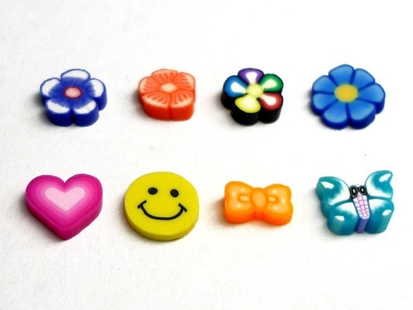  free shipping slice stick variety 8 pcs set 5cm Smile * Heart * flower * ribbon * butterfly deco nails resin . go in etc. hand made .