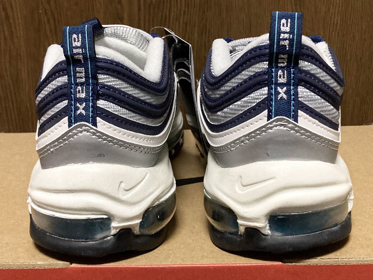 22 год производства NIKE WMNS AIR MAX 97 OG Nike wi мужской air max SWOOSH[DQ9131-001]METALLIC SILVER металлик серебряный серебряный × темно-синий US9.5