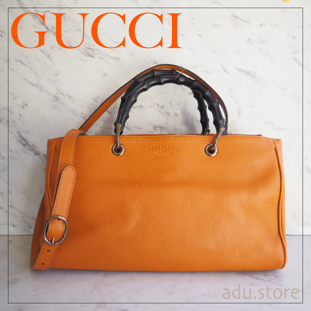 希少良品☆ グッチ GUCCI ショッパー 黒 バンブー 2way ハンドバッグ