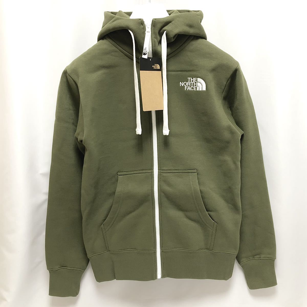 M 新品 廃盤色 ノースフェイス リアビュー フルジップ フーディ ロゴ スウェット パーカ カーキ Rearview FullZip Hoodie 刺繍 フードロゴ_画像1