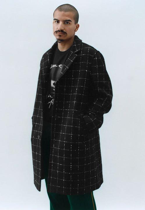 Supreme/シュプリーム/Wool Windowpane Overcoat/ステッチデザインウールチェスターコート/裏地シュプリームロゴ刺繍