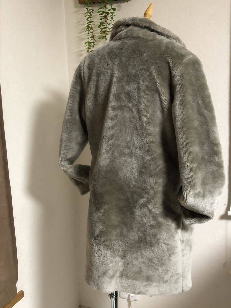 M size long coat fur coat gray long coat .. button fake fur fur light mo Como koteti coat warm 