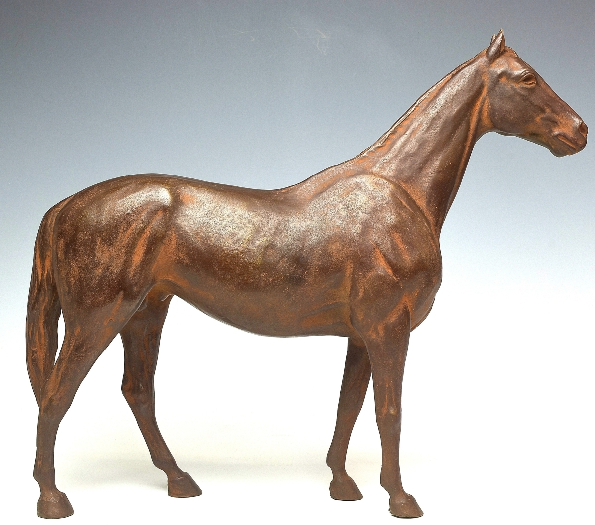 【趣楽】 写実彫刻家 米治一作 ブロンズ製 「静馬」 共箱 栞付 幅36cm 重量5,2kg 銅器 本物保証 P1831 6