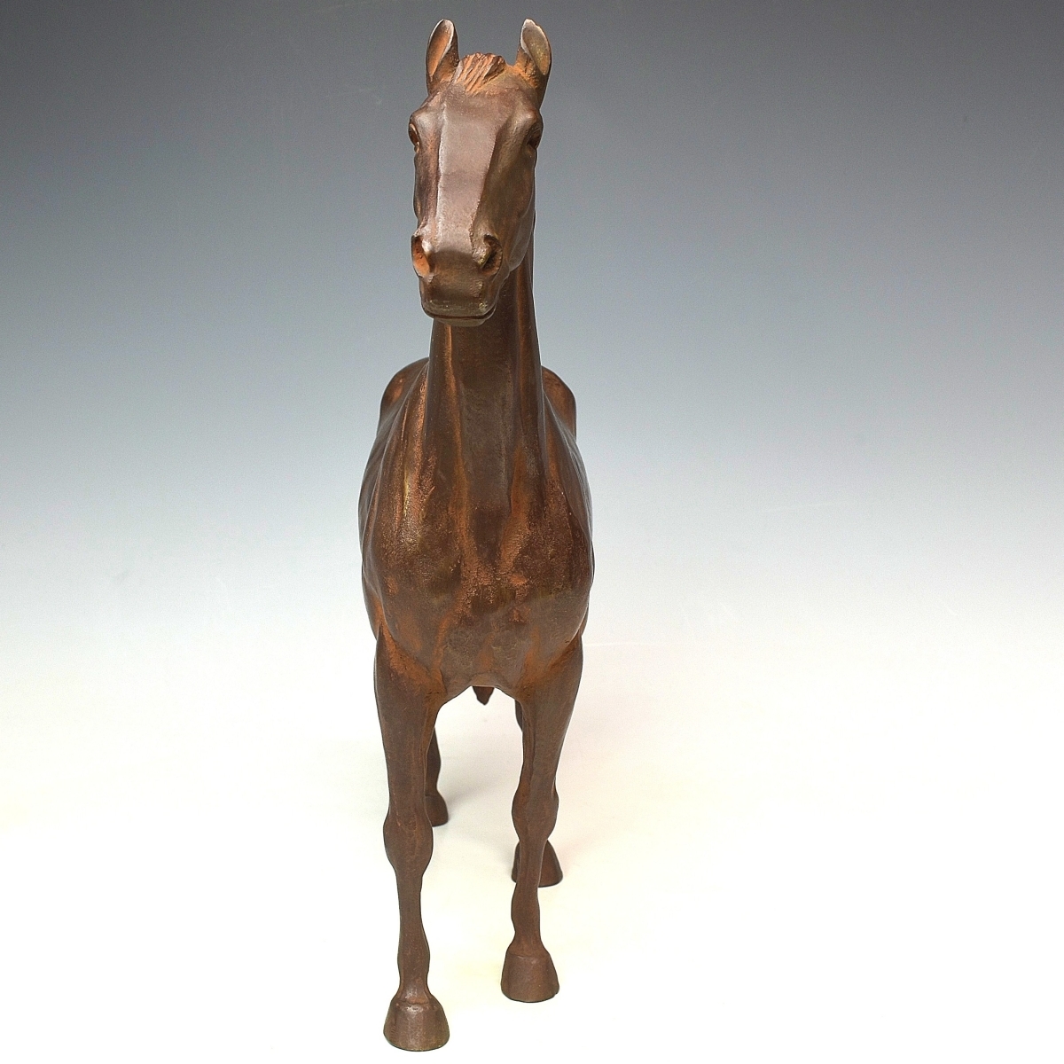 【趣楽】 写実彫刻家 米治一作 ブロンズ製 「静馬」 共箱 栞付 幅36cm 重量5,2kg 銅器 本物保証 P1831 7