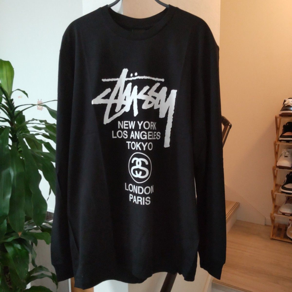 ロンT 黒 XL ワールドツアー STUSSY - Tシャツ