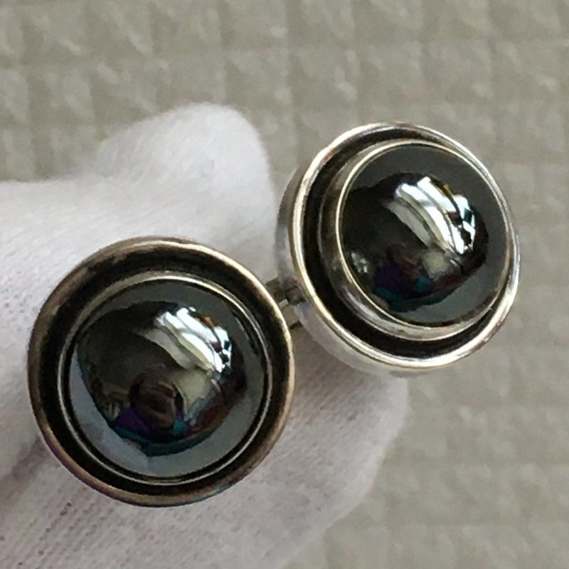 GEORG JENSEN George Jensen #440 cuffs button SILVER 925 (hema tight?) black Stone DENMARK antique IW301CJ03GJ02