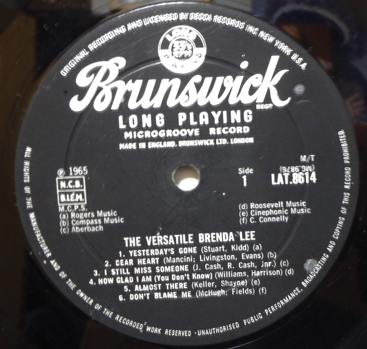 【FS187】BRENDA LEE「The Versatile Brenda Lee」, 65 UK mono Original/英国製ペラジャケ　★ボーカル_画像4