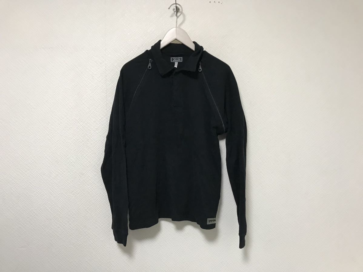 本物ジョルジオアルマーニゴルフGIORGIO ARMANI GOLFコットンジップ長袖ロンTシャツポロメンズアメカジサーフビジネス黒XLイタリア製52