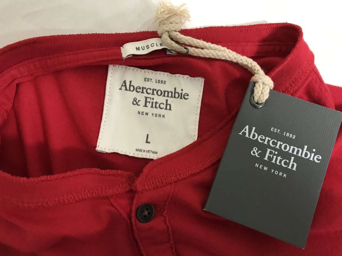 新品未使用本物アバクロアンドフィッチAbercrombie&Fitchコットンヘンリーネック長袖メンズアメカジサーフミリタリーL赤レッド_画像4