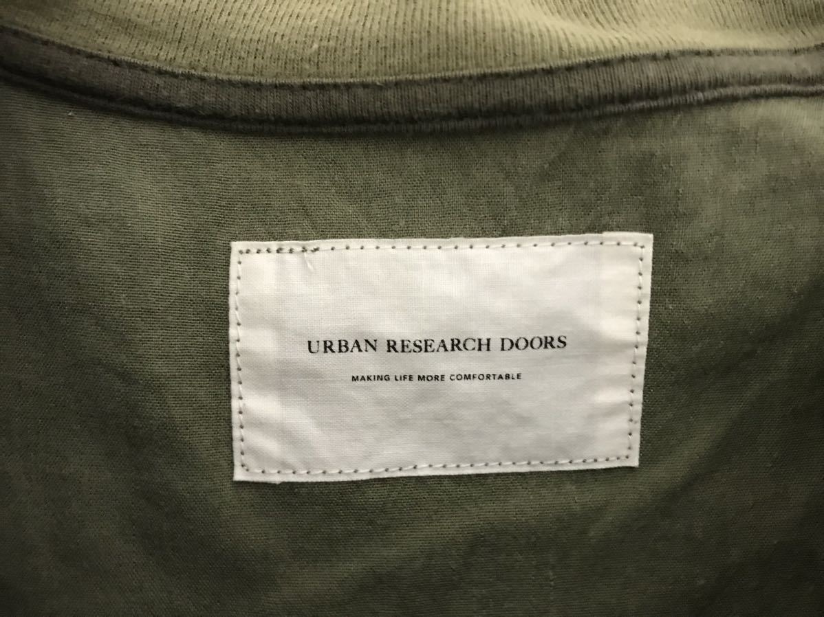 本物アーバンリサーチドアーズURBANRESEARCHDOORS麻リネンレーヨンストレッチ半袖シャツTシャツメンズアメカジミリタリーサーフカーキM38