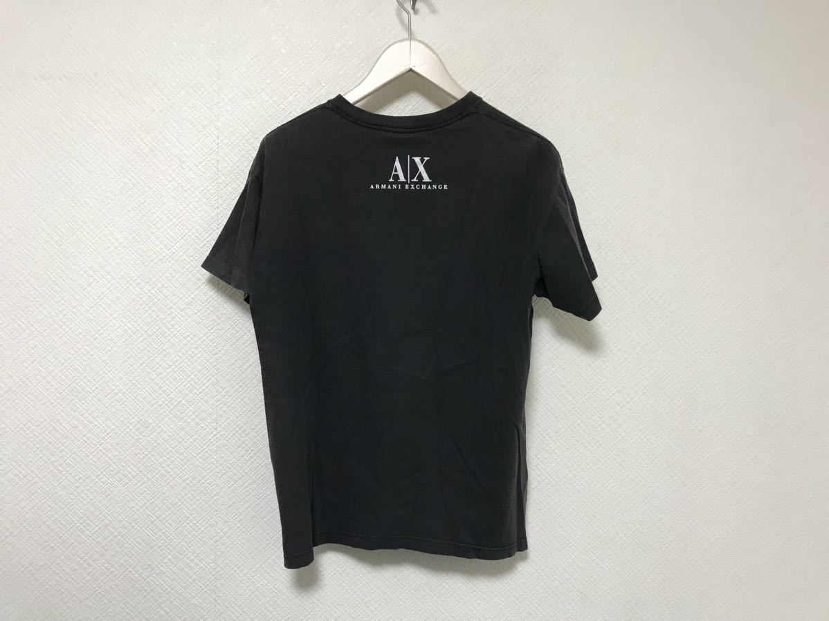 本物アルマーニエクスチェンジARMANI AXコットンロゴプリント半袖Tシャツメンズアメカジミリタリーサーフビジネス黒グレーSアメリカ製