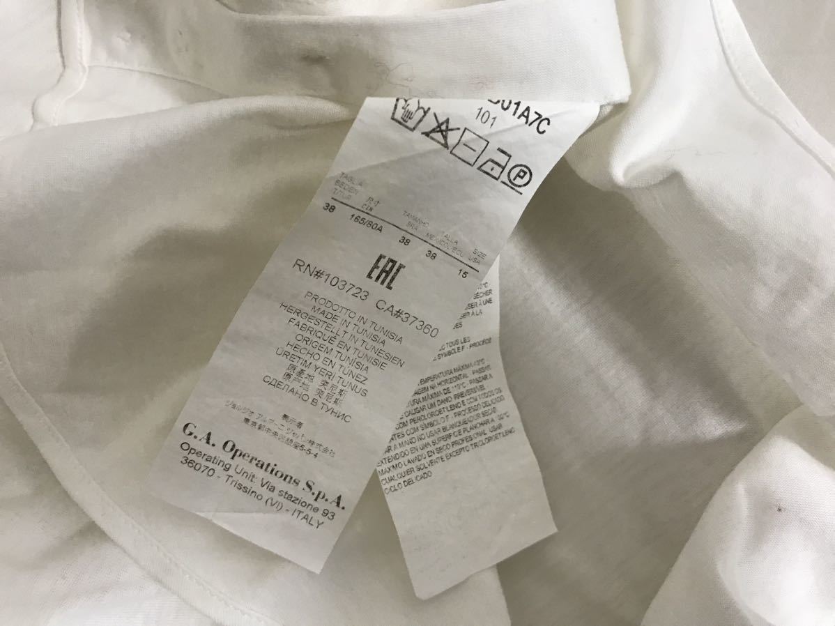  подлинный товар Emporio Armani EMPORIOARMANI хлопок платье рубашка с длинным рукавом long футболка мужской деловой костюм XSchunijia производства белый белый 38/15
