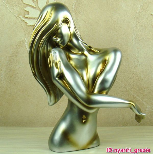 抽象裸 女性 シルバー 彫刻 装飾 家具 セクシーアート 33 (高さ) × 12 (幅) × 24 (長さ) 送料無料 4