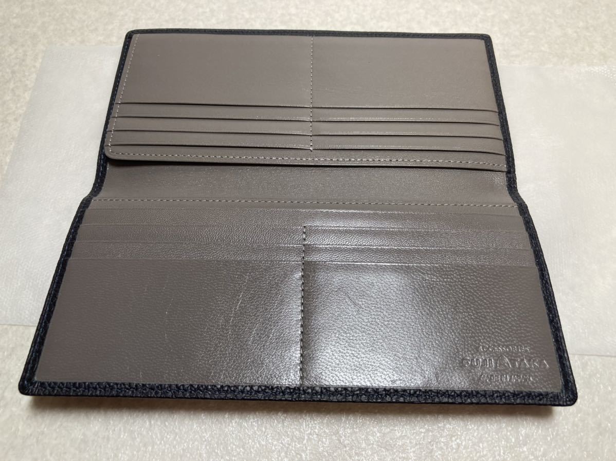 新品 FUJITAKAフジタカ(日) 長財布 純札 カード段14 紺×グレー
