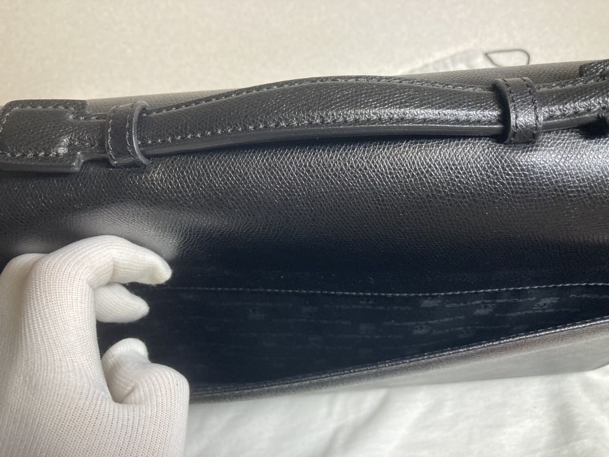 新品 モラビト(仏) ブリーフケース 黒 カーフ型押し 2室