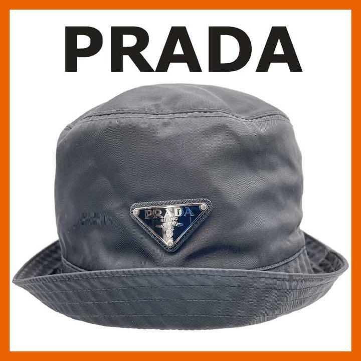UNISEX S/M PRADA プラダ 2HC137 バケットハット ブラック 三角ロゴ