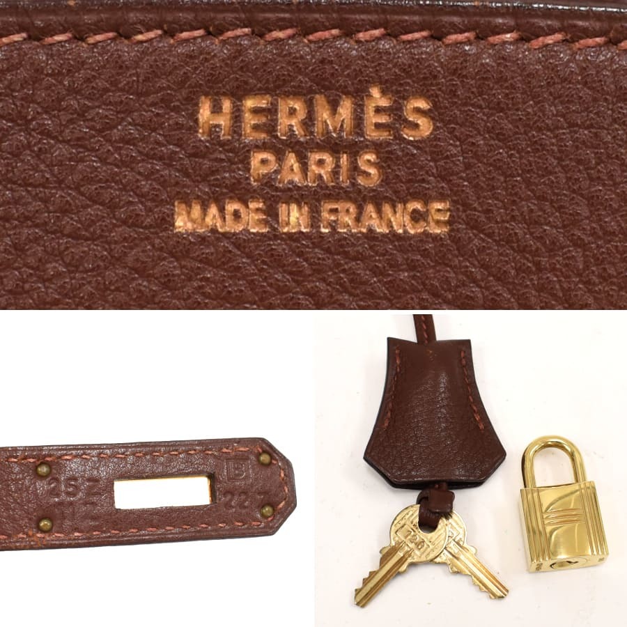 1円 ◎極美品 HERMES エルメス ハンドバッグ バーキン35 □B刻印 トリヨンクレマンス レザー ブラウン ゴールド金具◎O.Drii.oR-73の画像9