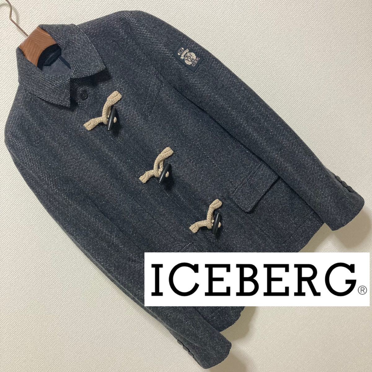  beautiful goods #ICEBERG Iceberg # lustre knitted jersey toggle jacket S 46 blue gray silver badge da full Italy made cut o