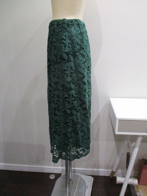 サクラ　SACRA　日本製　ロングレーススカート　グリーン　サイズ36_画像6