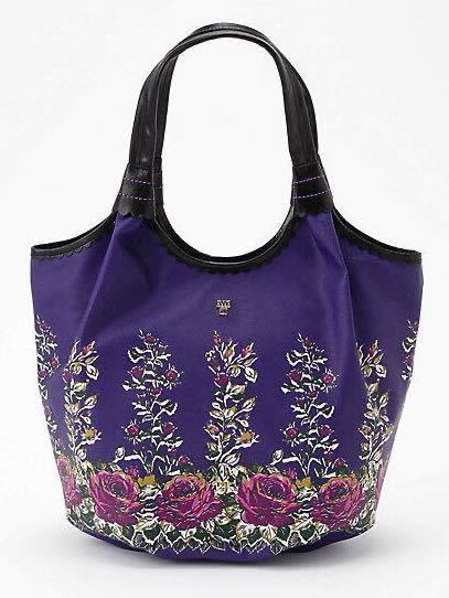  tag equipped * ANNA SUI Anna Sui rose sprouts series rose bag large purple * rose flower purple handbag tote bag 