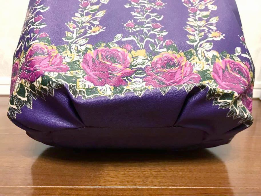  tag equipped * ANNA SUI Anna Sui rose sprouts series rose bag large purple * rose flower purple handbag tote bag 