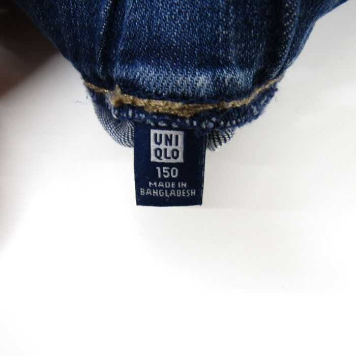 ユニクロ デニムスカート 台形 ストレッチ 女の子用 150サイズ インディゴ青 キッズ 子供服 UNIQLO_画像3