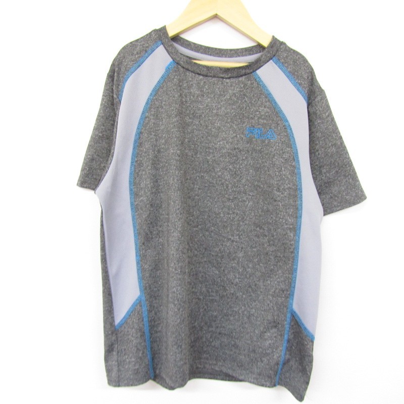 フィラ 半袖Tシャツ プラシャツ ストレッチ 速乾 スポーツウエア 男の子用 US L10-12サイズ ダークグレー白 キッズ 子供服 FILA_画像1