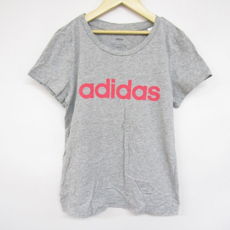 アディダス 半袖Tシャツ ロゴプリント スポーツウエア 女の子用 160サイズ グレーピンク キッズ 子供服 adidas_画像1