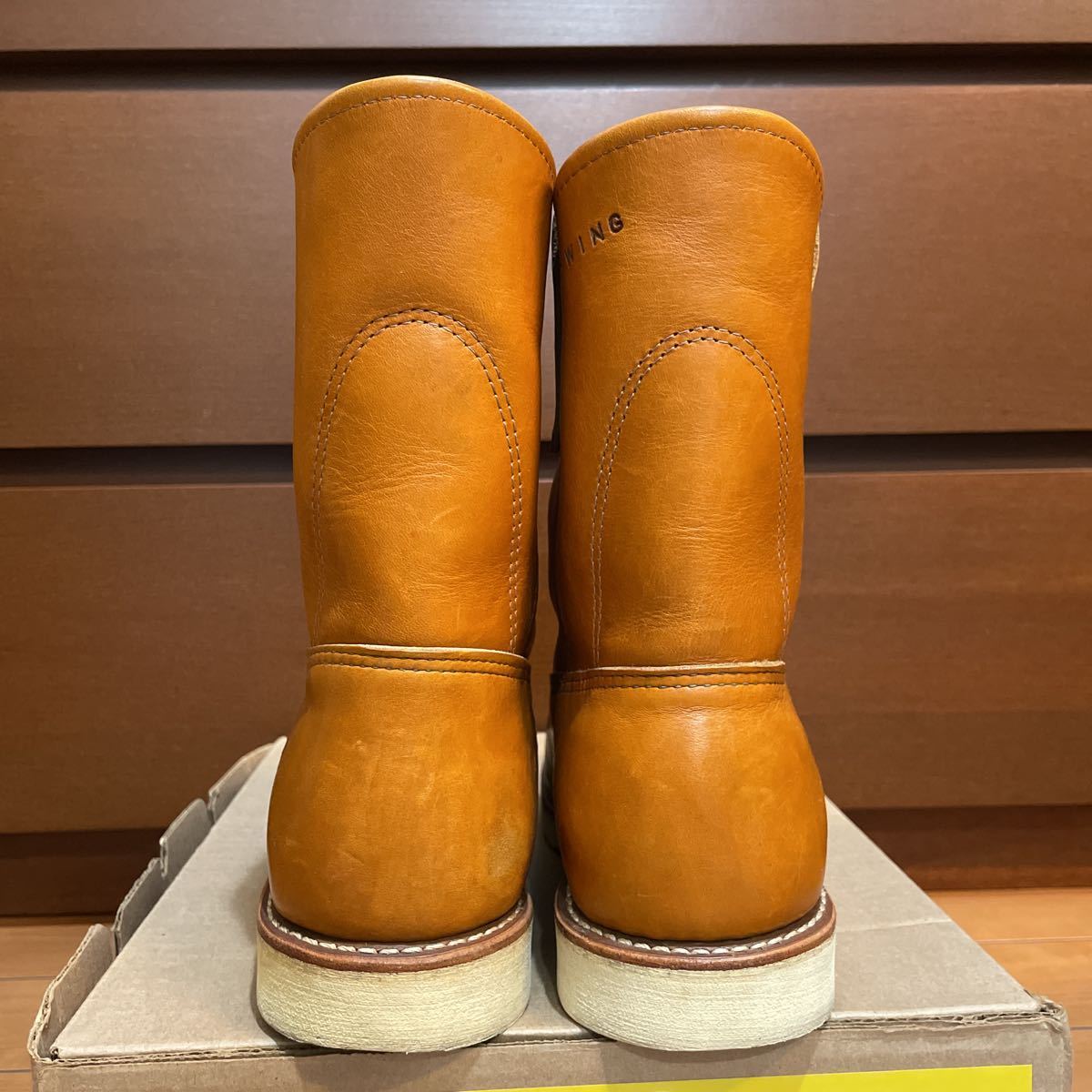 廃盤 復刻刺繍犬タグ REDWINGレッドウィング 9866 ペコスブーツ 8.5 Eワイズ ゴールドラセット