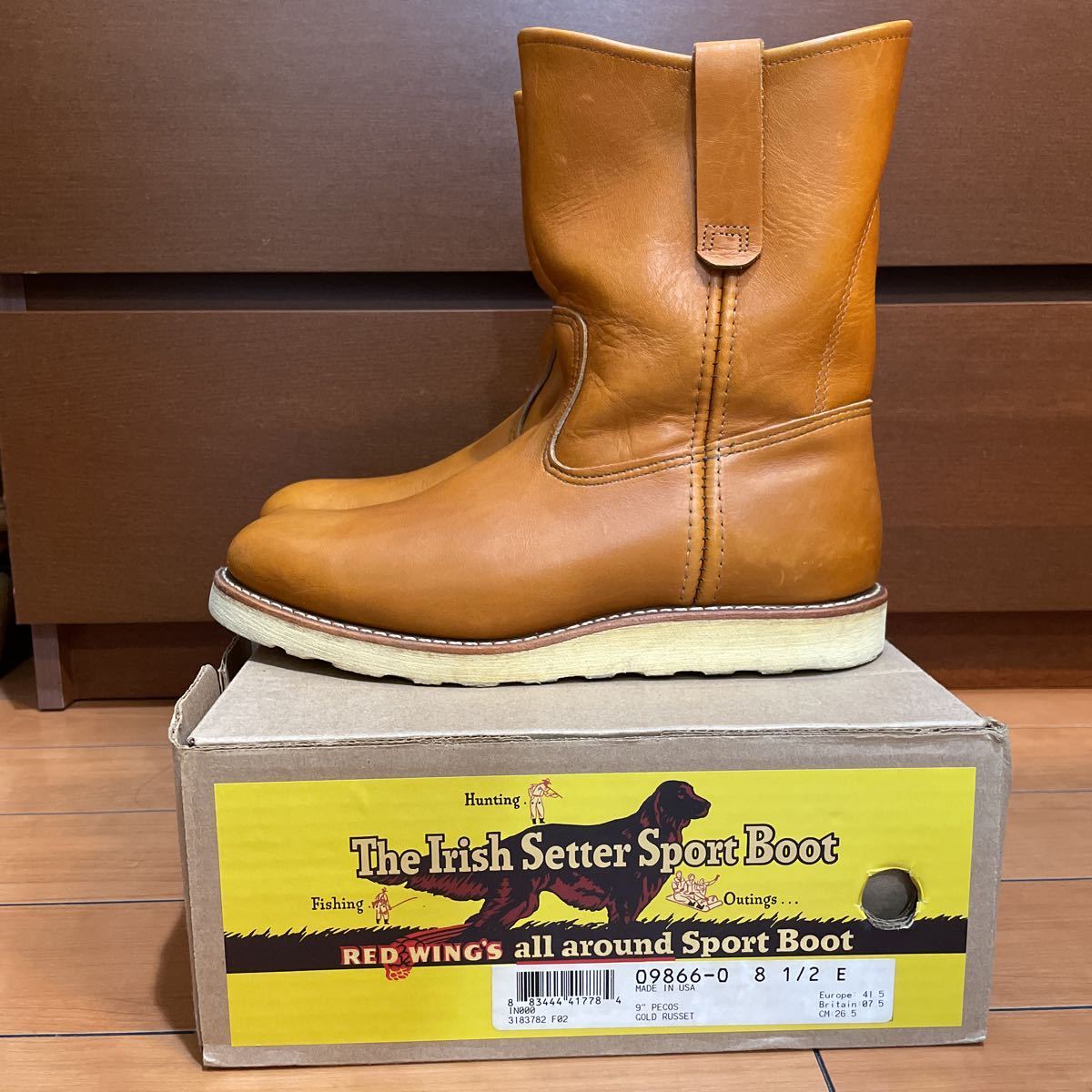 廃盤 復刻刺繍犬タグ REDWINGレッドウィング 9866 ペコスブーツ 8.5 E