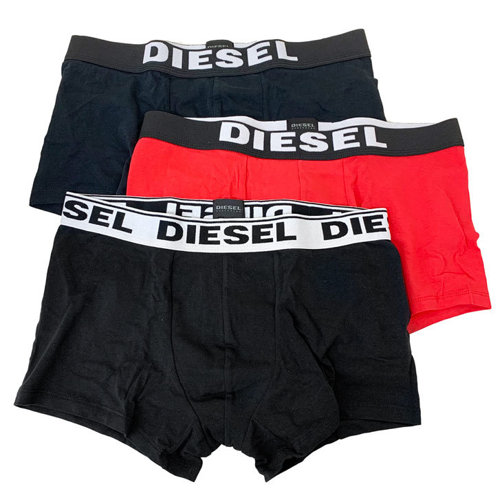 DIESEL diesel under wear 3 sheets set 00CKY3 RIAYC E5037 XL black black red boxer shorts underwear new goods free shipping parallel imported goods 