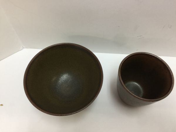 【中古 送料込】陶器 土物 茶碗 (箸 箸置き) 湯呑 セット×2 元箱入マスターズクラフト◆D6681の画像4