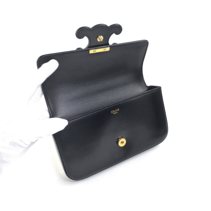 セリーヌ （CELINE） チェーン ショルダーバッグ キュイル トリオンフ 肩掛け バッグ 19924 ブラック×ゴールド（美品）中古_画像5