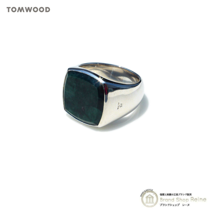 トムウッド （TOM WOOD） Cushion Ring クッション リング GREEN MARBLE シルバー 925 指輪 #52 12号 R74HQGMB01S925（新品）