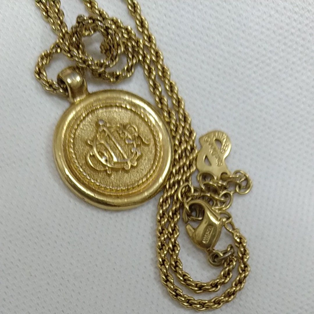 ディオール ネックレス ゴールド コイン ロゴ 丸形 Christian Dior