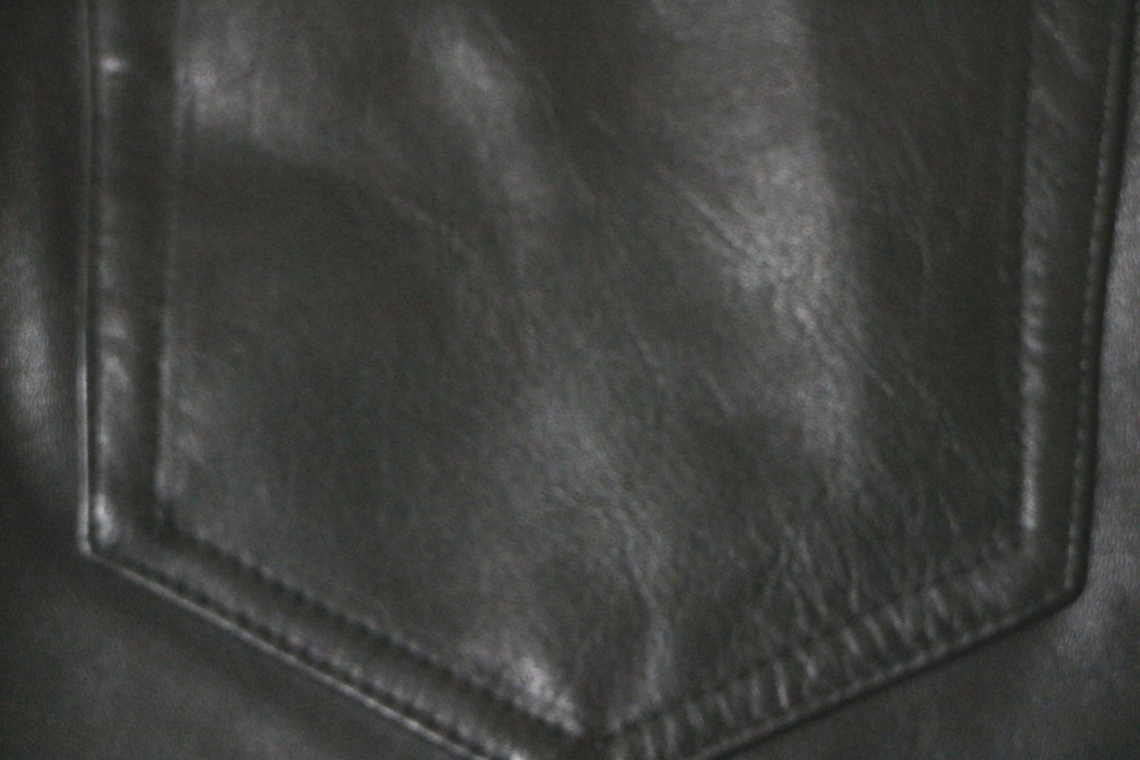 ■新品 同様■LEMERE Collection 牛革 スリム 細身 5ポケット レザーパンツ S ブラック 黒 バイク ロック パンク メタル バイカー_画像5