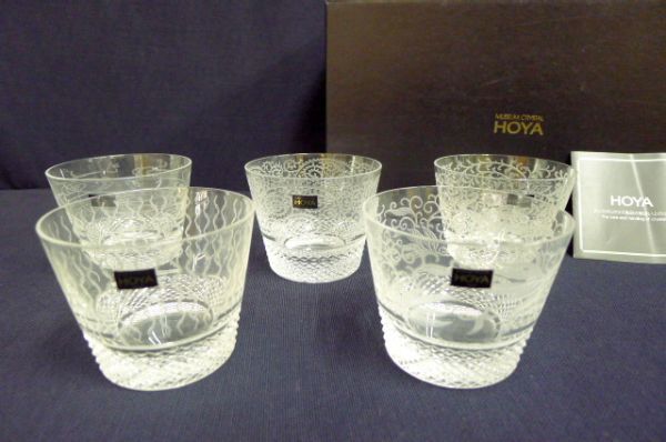 W274 未使用品 HOYA ミュージアムクリスタル 蛸唐草等エッチンググラス