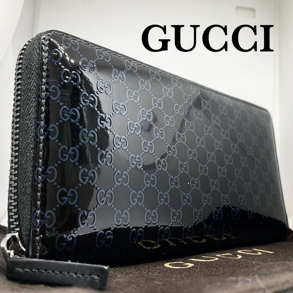 GUCCI グッチ 財布 ラウンドファスナー長財布 黒 長財布