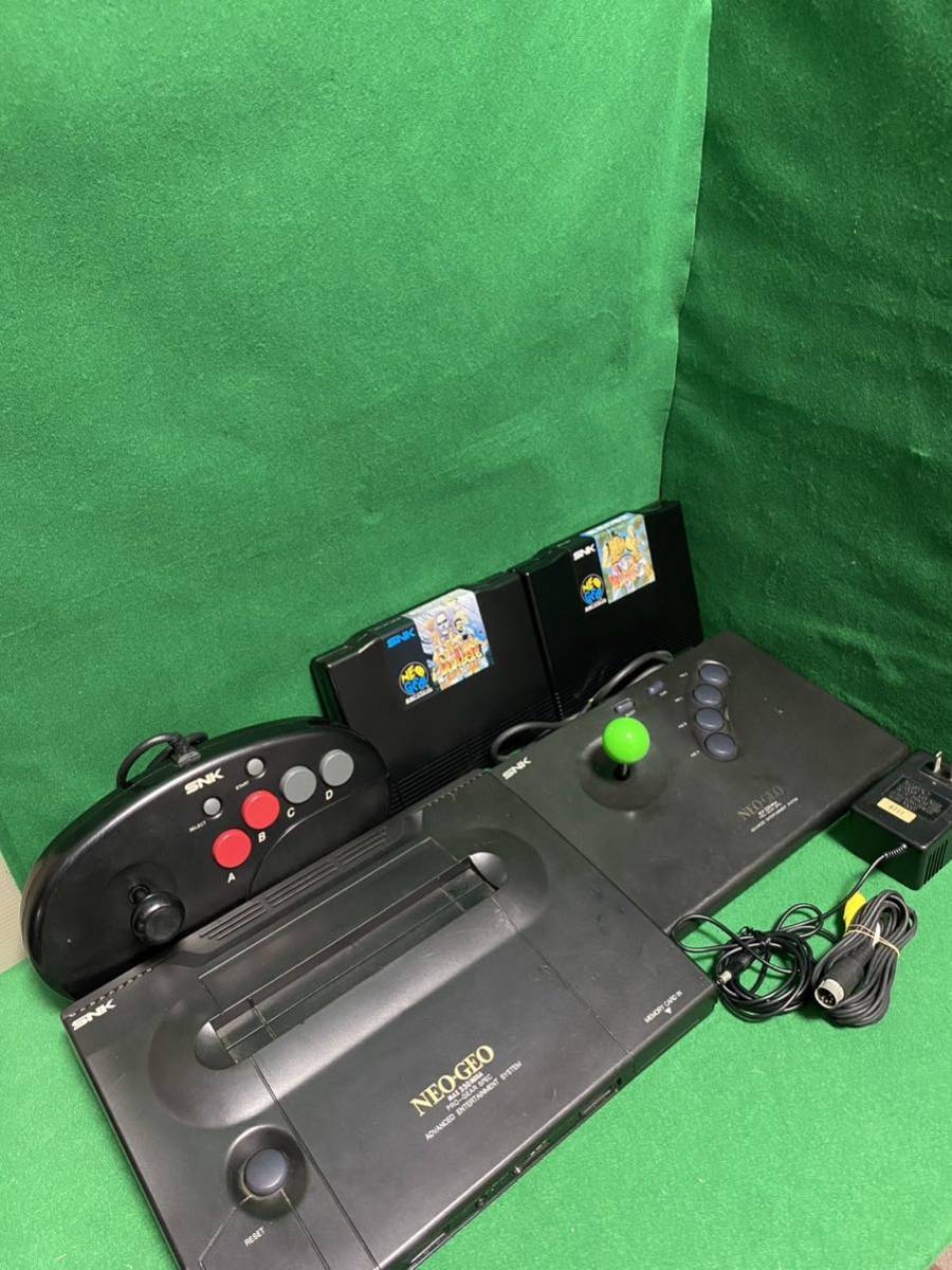 ネオジオ NEOGEO 一式 SNK 330MEGA ソフト2本付 予備コントローラー付 動作品 1円スタート の画像2