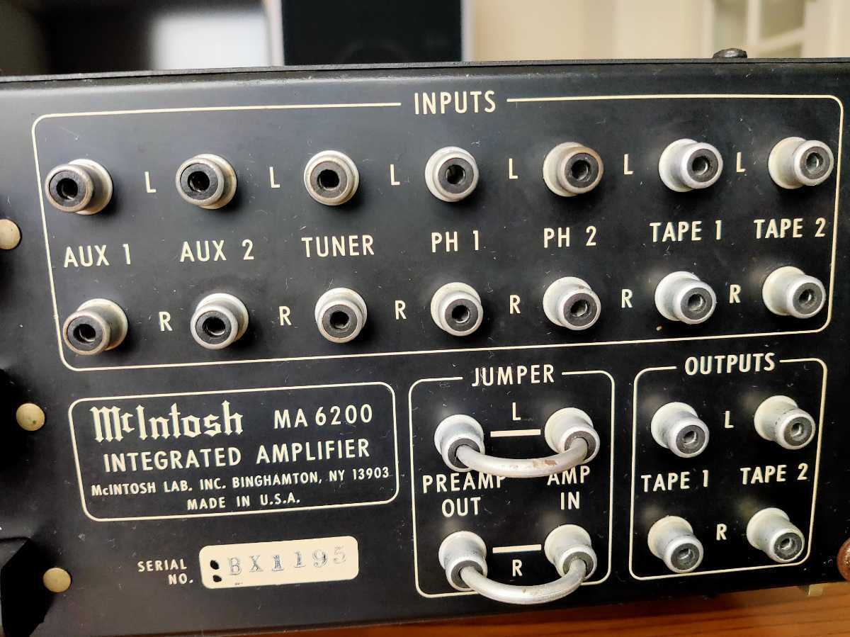 《名機》　mcintosh MA-6200　マッキントッシュ　【動画】プリメインアンプ 　往年のアメリカンサウンド　取扱説明書