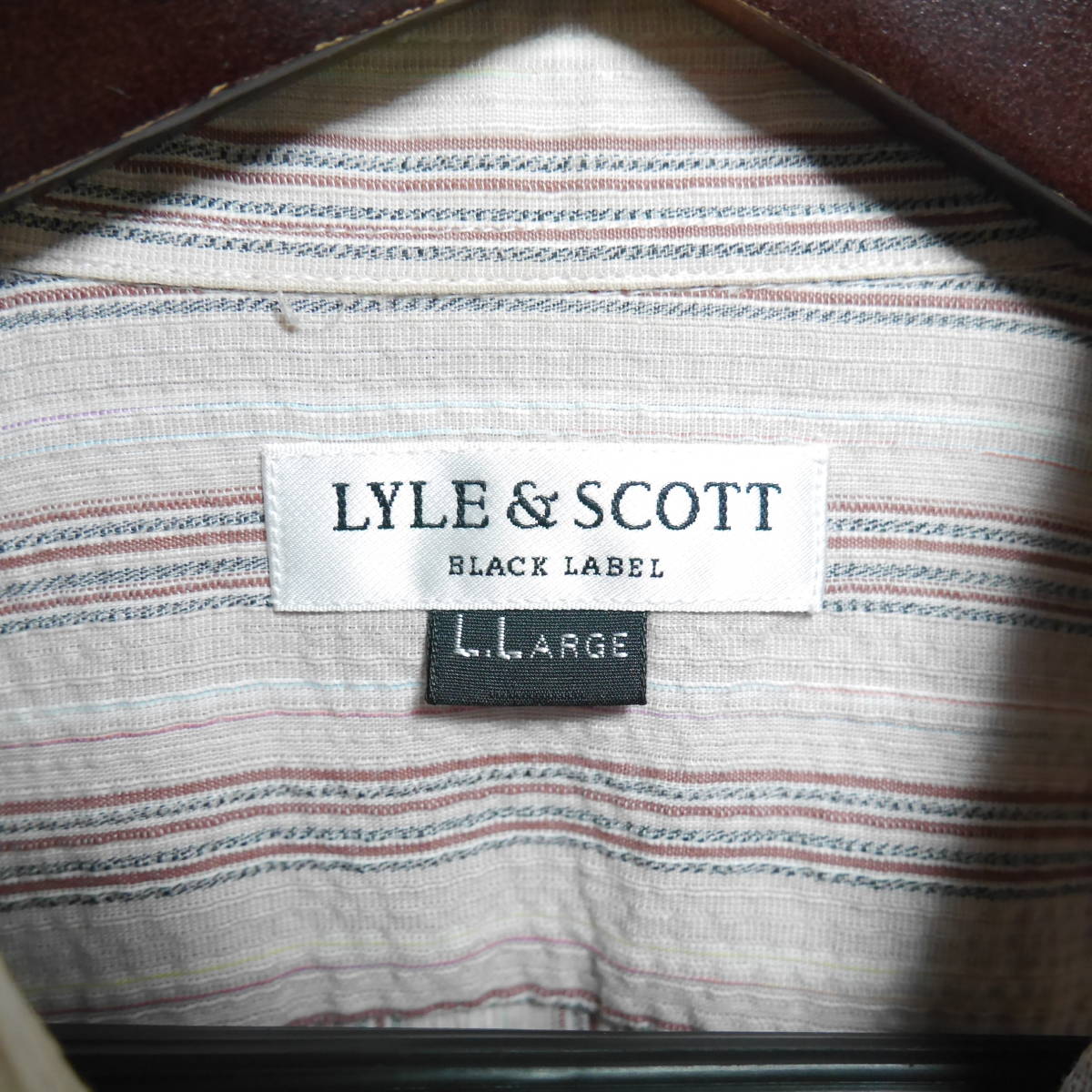 A575 ◇ LYLE & SCOTT BLACK LABEL | ライル&スコットブラックレーベル　長袖シャツ　ピンク　中古　サイズＬＬ_画像8