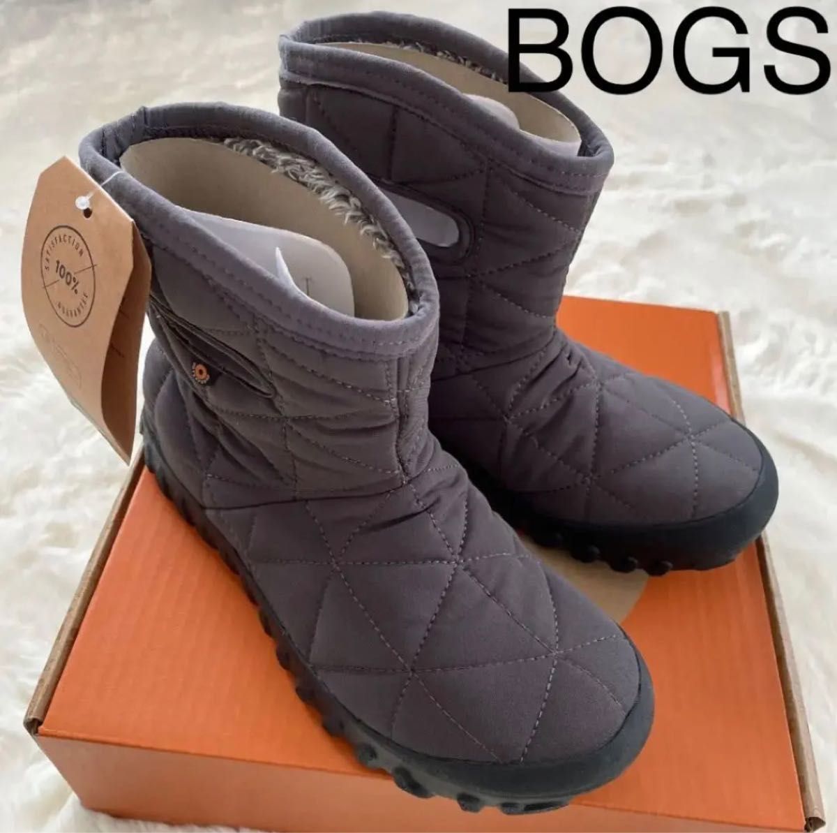 BOGS ボグス スノーブーツ ショート丈 レディース メンズ 防水 防寒 防滑 保温 履きやすい 脱ぎやすい グレー 25cm