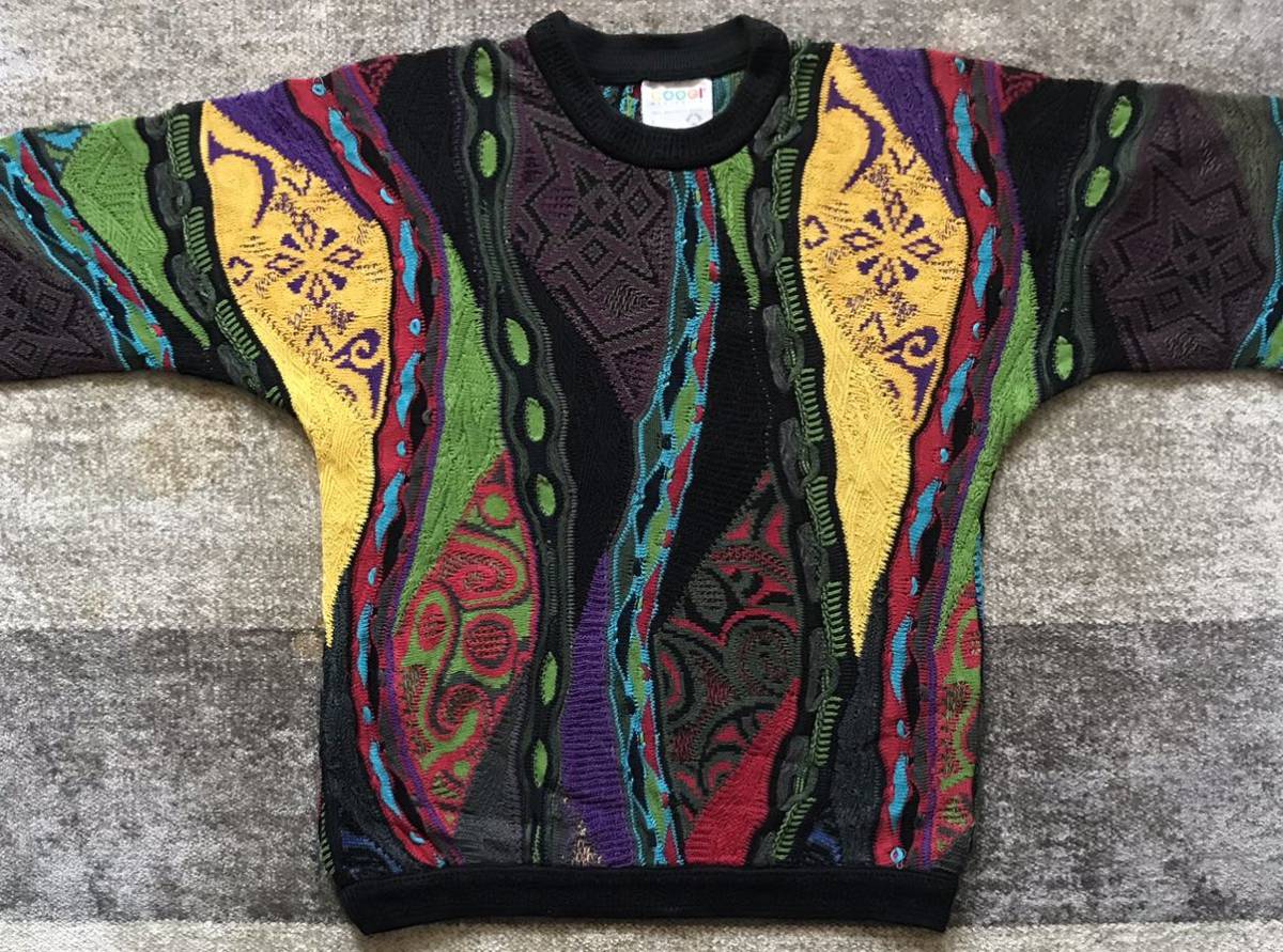 日本直営店 圧巻のデザイン 芸術 花柄 植物柄 90s COOGI ニット
