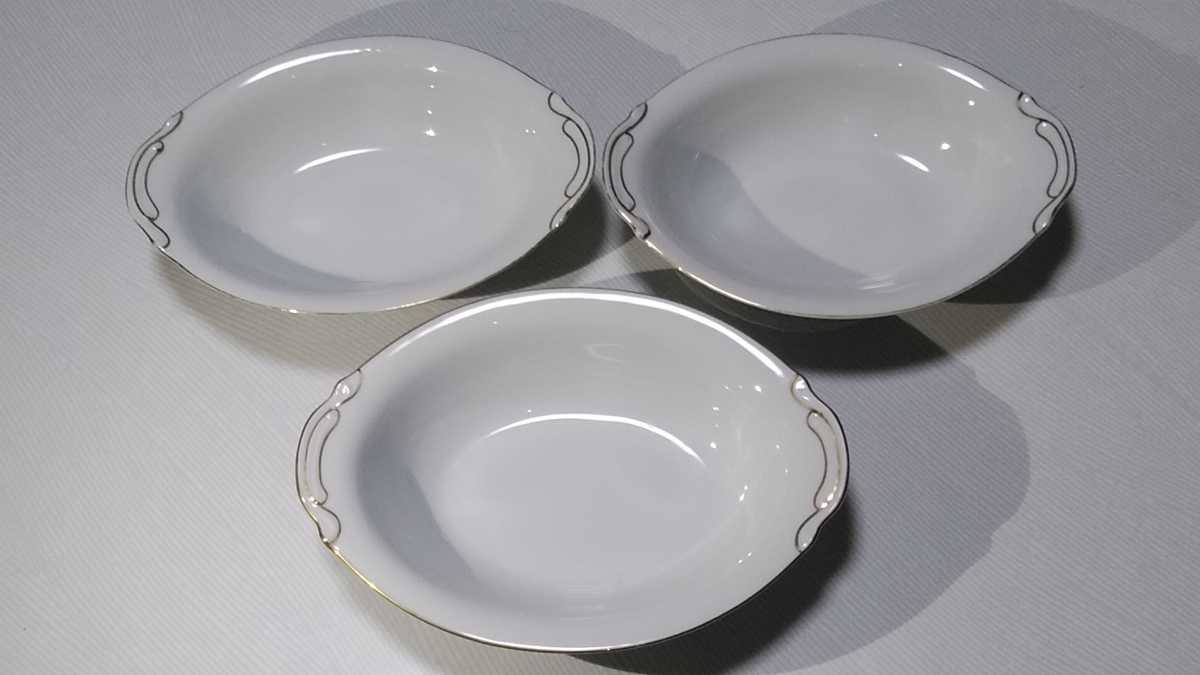 MIZUNO CHINA カレー皿 3枚セット 横25㎝ 縦18㎝ 高さ5.5㎝ パスタ皿 洋食器 白_画像1