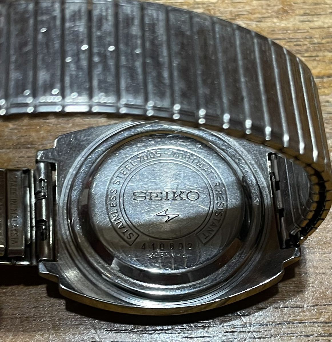 SEIKO セイコー グリーン文字盤 17Jewels 17石 亀戸マーク 7005-7001 デイト 自動巻き メンズ腕時計 アンティーク　レア　希少　稼動品_画像3