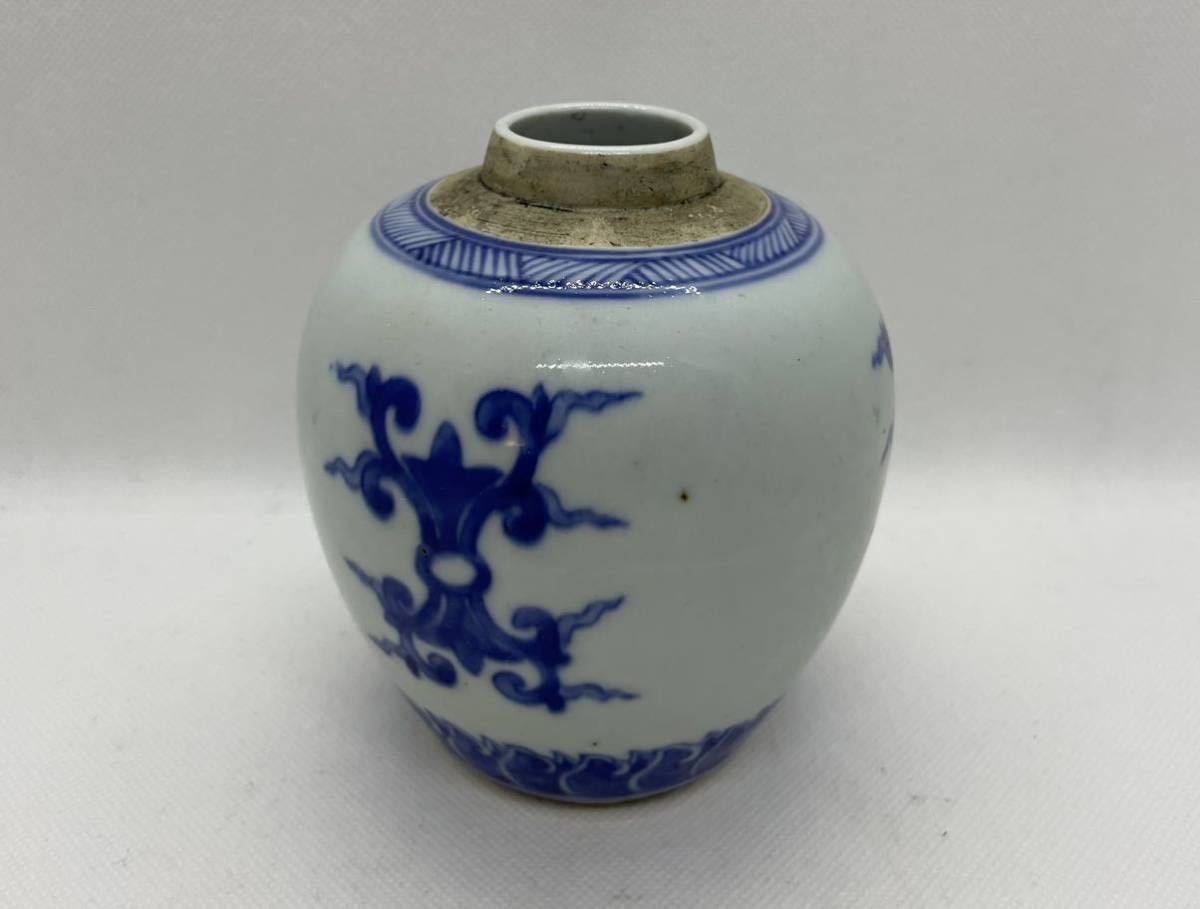取寄品 元染 花瓶 中国古玩 t98640- 中国古玩 染付 幅約20cm 時代物 元
