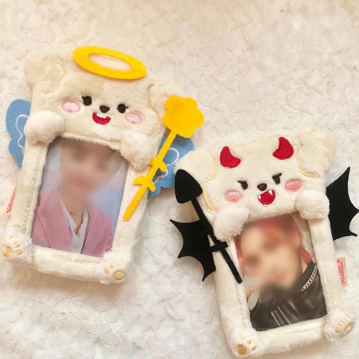 ふわふわ ぬいぐるみ トレカホルダー トレカケース 韓国 K-POP チェキ ぱしゃこれ エンジェルアニマル ZK-40W2