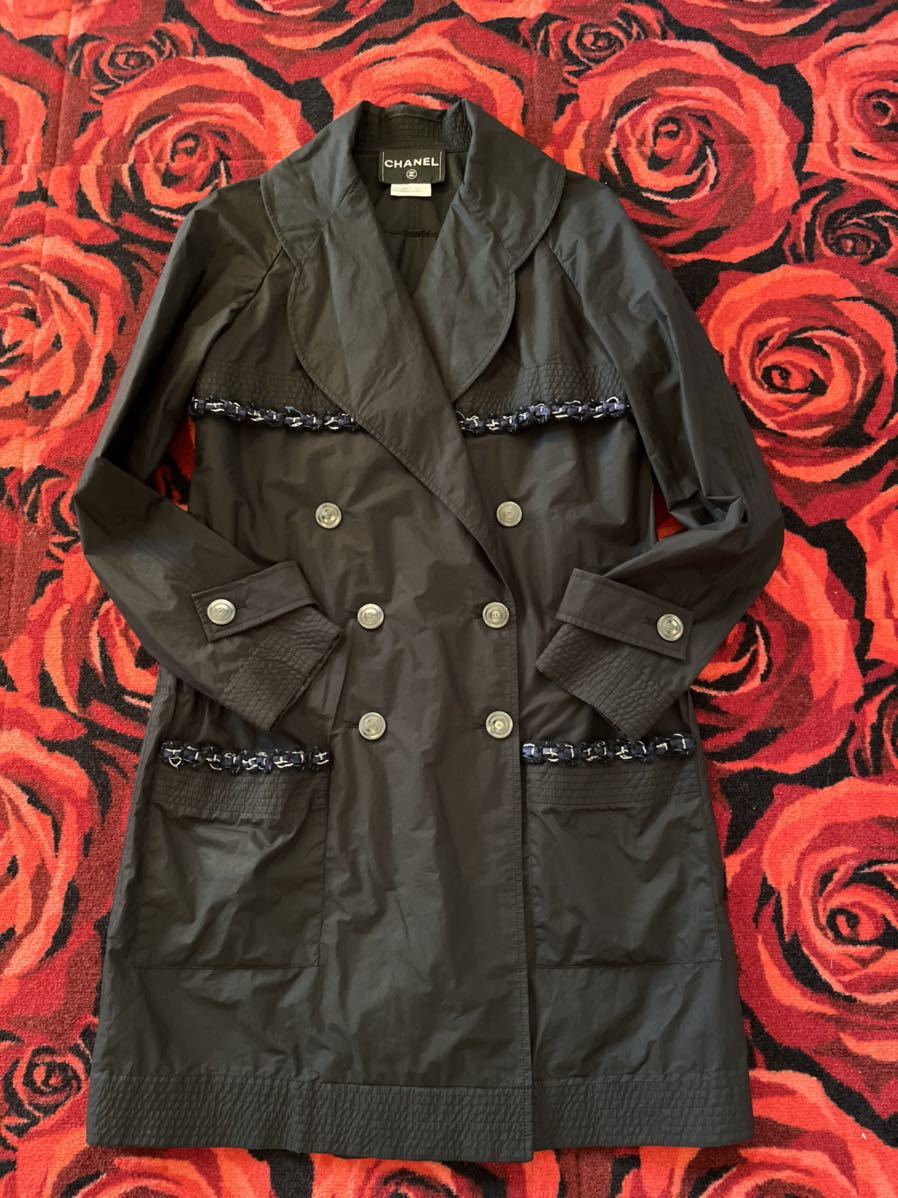 最大76%オフ! Chanelシャネル BLACK coat cocoマークボタンツィード